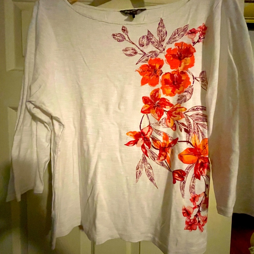 Tommy Bahama 3/4 sleeve white and  floral shirt